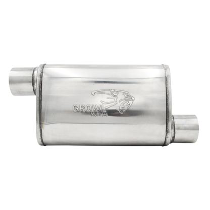 3" Competition Muffler 10x4x14 Oval 409 Polished Stainless Steel Offset/Offset