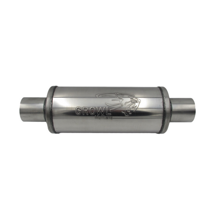 2.5" Inch Round Muffler 409 Stainless Steel 5" Diameter 12" Long - Polished