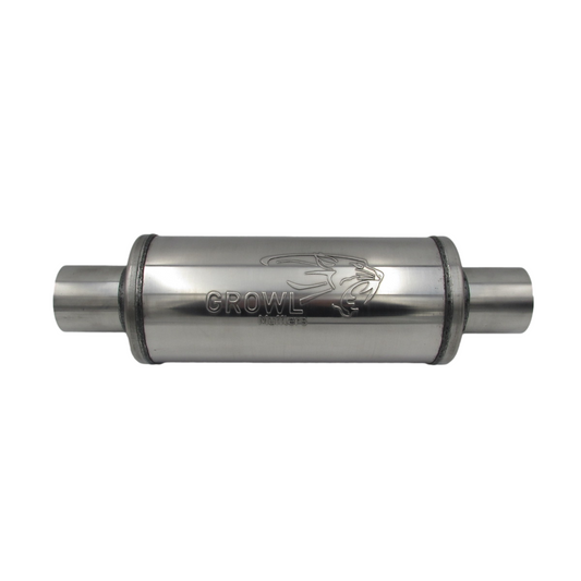 2.5" Inch Round Muffler 409 Stainless Steel 5" Diameter 12" Long - Polished