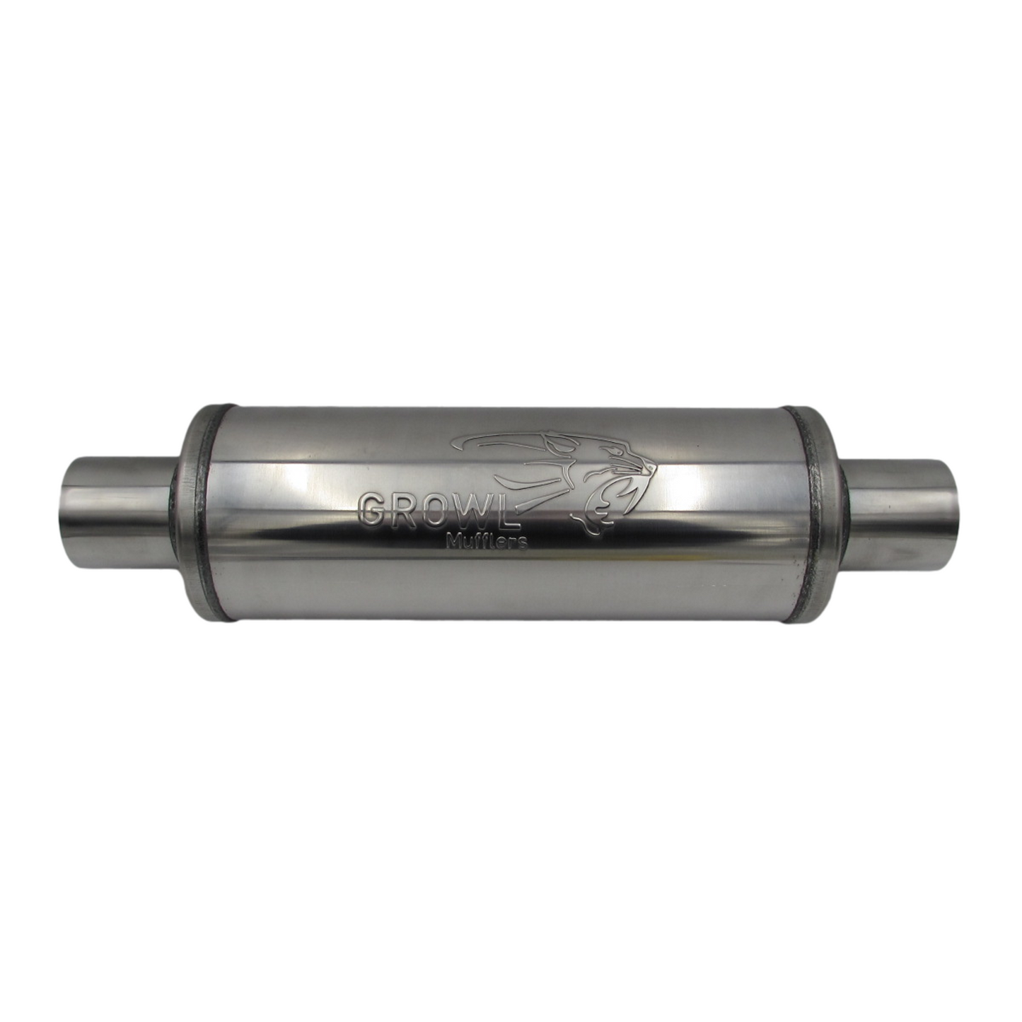 2.5" Inch Round Muffler 409 Stainless Steel 5" Diameter 14" Long - Polished