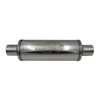 2.5" Inch Round Muffler 409 Stainless Steel 5" Diameter 14" Long - Polished