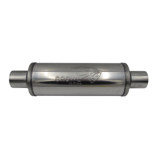 2.5" Inch Round Muffler 409 Stainless Steel 5" Diameter 14" Long - Polished