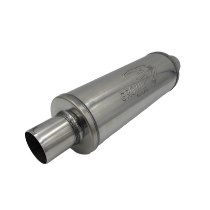 2.5" Inch Round Muffler 409 Stainless Steel 5" Diameter 14" Long - Polished