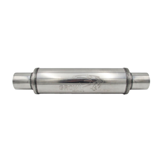 2.5" Inch Round Muffler 409 Stainless Steel 4" Diameter 14" Long - Polished