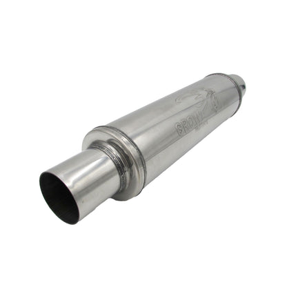 2.5" Inch Round Muffler 409 Stainless Steel 4" Diameter 14" Long - Polished