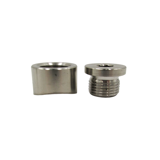 Curved 18mm Oxygen Sensor Weld-On Bung & Plug, O2 Boss, M18 x 1.5 Thread