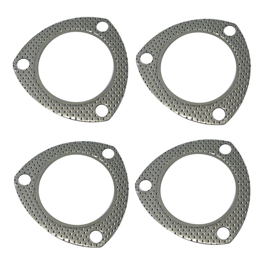 3-Bolt Exhaust Flange Gaskets - 2.5 Inch (63mm) I.D. 77mm Bolt Centres (CG063D) - 4 Pack