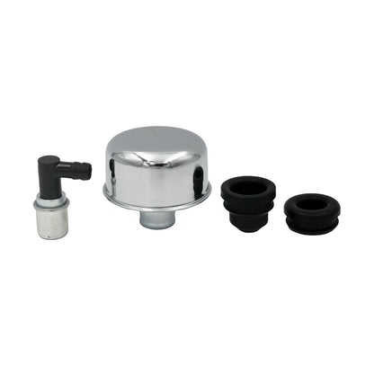 Chrome Breather Cap & PCV Valve Set - Suits 1.25" Valve Rocker Cover Filler Holes
