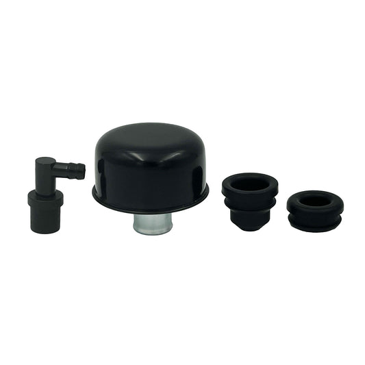 Black Breather Cap & PCV Valve Set - Suits 1.25" Valve Rocker Cover Filler Holes