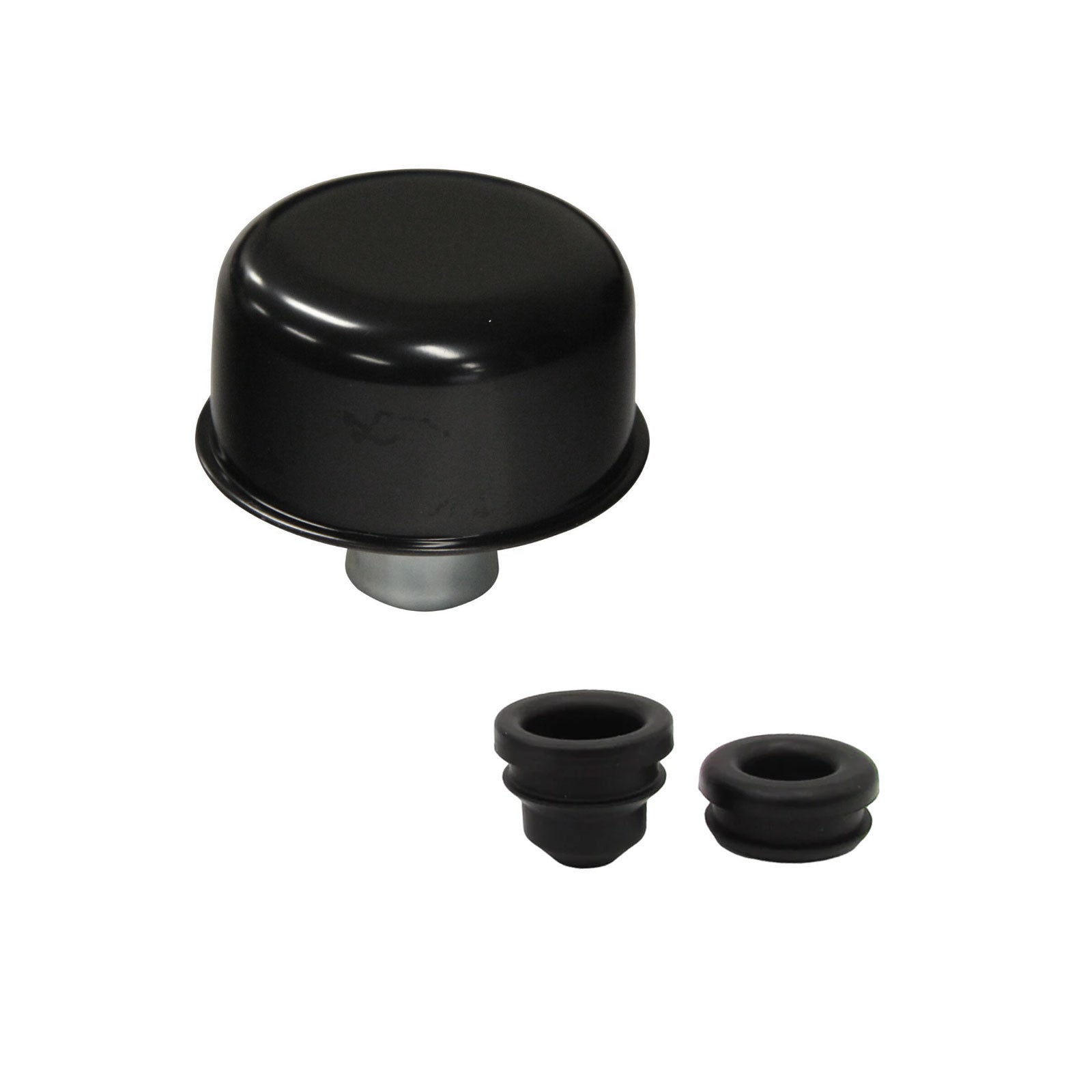 Black Breather Cap & Grommet Set - Suits 1.25" Valve Cover / Rocker Co ...