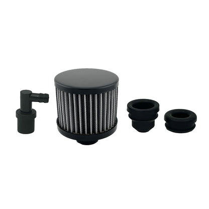 Black Open Breather Cap & PCV Valve Set - Suits 1.25" Valve Rocker Cover Filler Holes