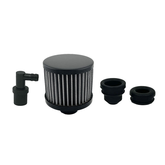 Black Open Breather Cap & PCV Valve Set - Suits 1.25" Valve Rocker Cover Filler Holes