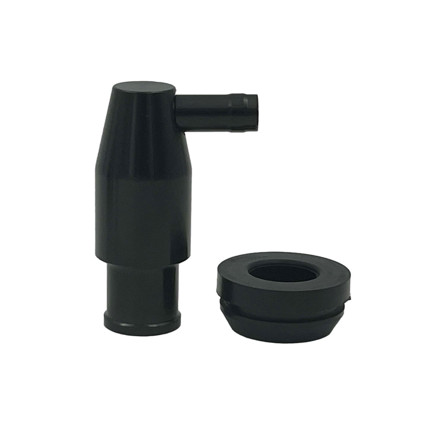Black Billet Aluminium PCV Valve 3/8" Barb + Grommet Suits 1-1/4" Cover Hole