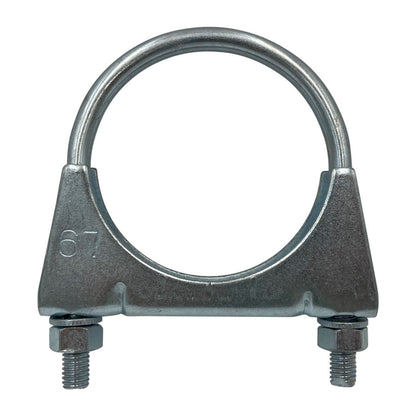 2.5 inch exhaust pipe and muffler U clamp, 67mm span, zinc plated - 10 pack