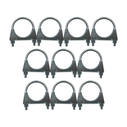 10 Pack of 2.5 Inch Exhaust Pipe & Muffler U Clamps - 2-5/8 Inch (67mm) Span, Zinc Plated with Flange Nuts