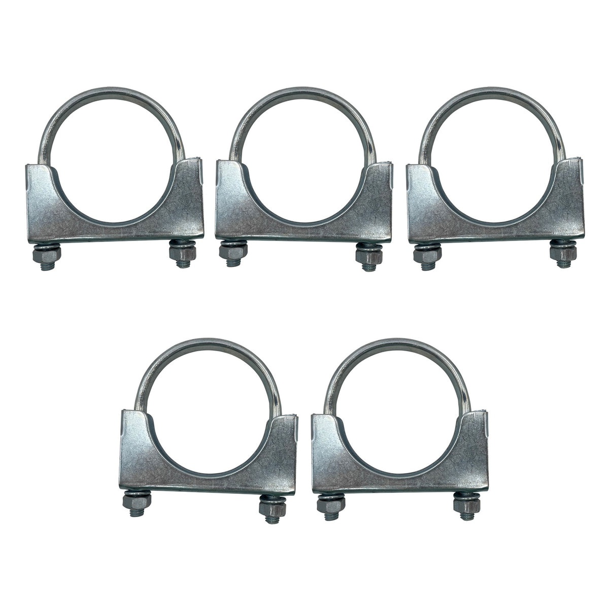 5 Pack of 3 Inch Exhaust Pipe & Muffler U Clamps - 3-1/8 Inch (79mm) Span, Zinc Plated with Flange Nuts