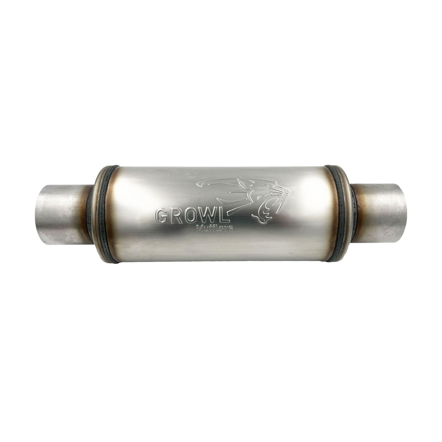 3" Inch Round Performance Muffler 409 Stainless Steel 5" Diameter 12" Long