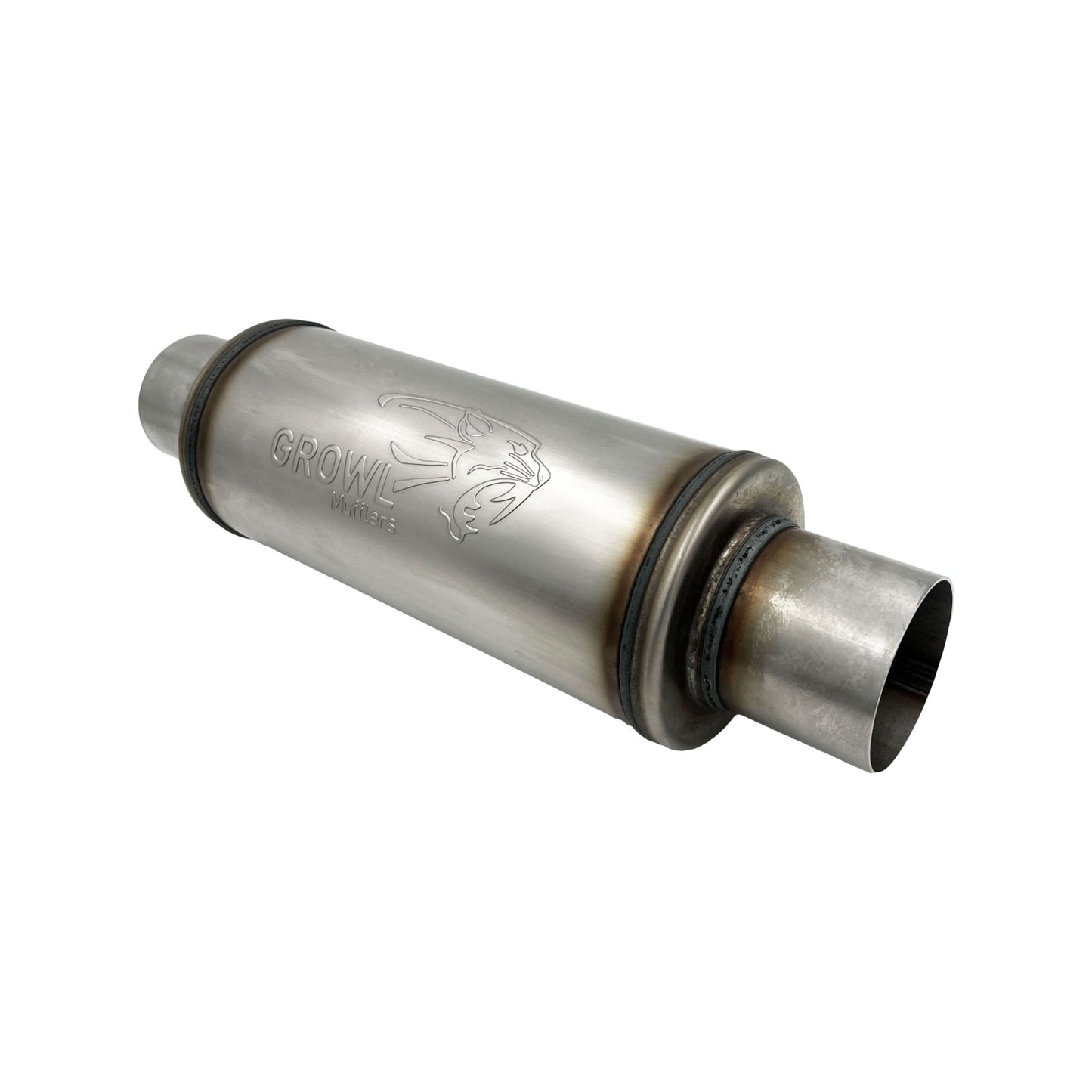 3" Inch Round Performance Muffler 409 Stainless Steel 5" Diameter 12" Long