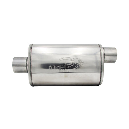 3" Competition Muffler 8x5x14 Oval 409 Polished Stainless Steel Offset/Centre