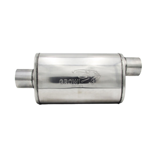 3" Competition Muffler 8x5x14 Oval 409 Polished Stainless Steel Offset/Centre