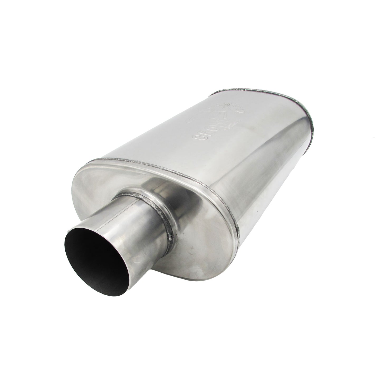 3" Competition Muffler 8x5x14 Oval 409 Polished Stainless Steel Offset/Centre