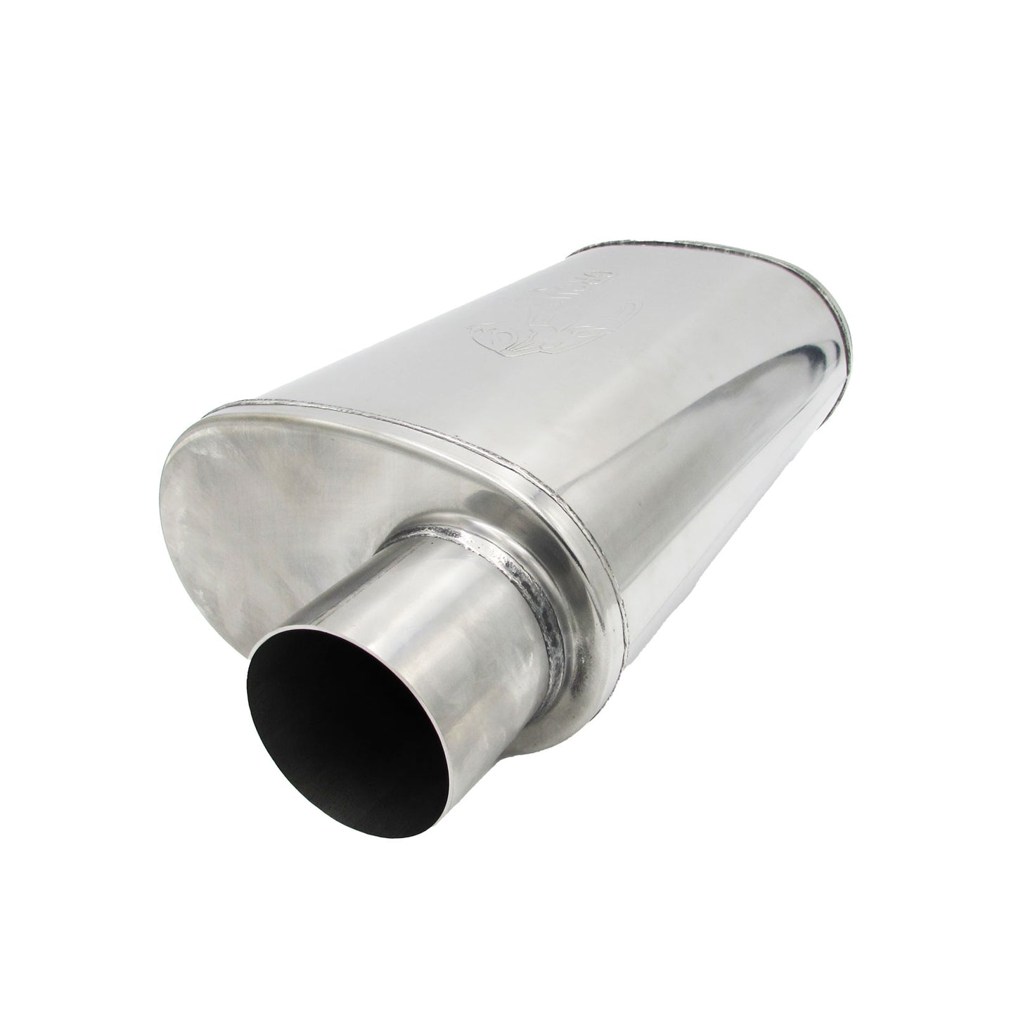 3" Competition Muffler 8x5x14 Oval 409 Polished Stainless Steel Offset/Centre