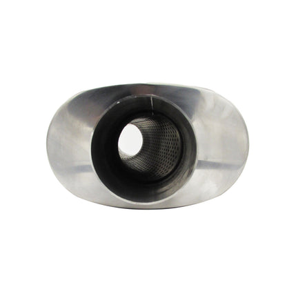 3" Competition Muffler 8x5x14 Oval 409 Polished Stainless Steel Offset/Centre