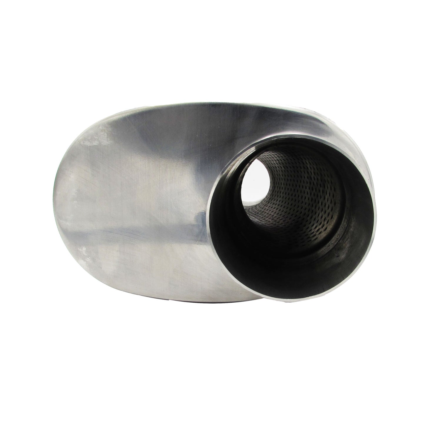 3" Competition Muffler 8x5x14 Oval 409 Polished Stainless Steel Offset/Centre