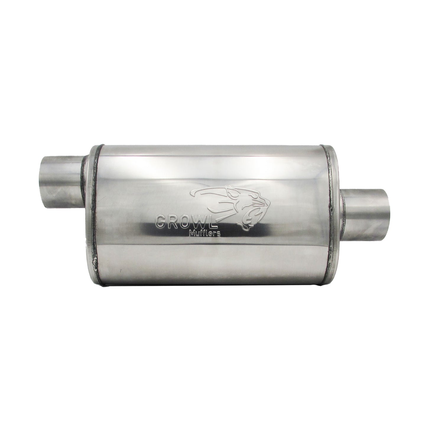 3" Competition Muffler 8x5x14 Oval 409 Polished Stainless Steel Offset/Centre