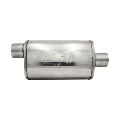 3" Competition Muffler 8x5x14 Oval 409 Polished Stainless Steel Offset/Centre