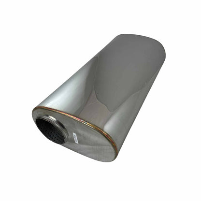 3-1/2" Performance Muffler Single In/Twin Out - 10" x 6" Oval, 20" Long, 430 SS