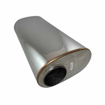 3-1/2" Performance Muffler Single In/Twin Out - 10" x 6" Oval, 20" Long, 430 SS