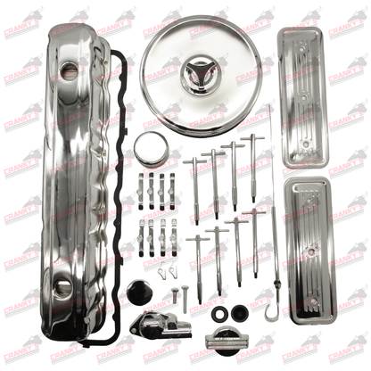 Holden 6 Cylinder Chrome DELUXE Kit 161 179 186 202 Valve Cover + Stromberg Air Cleaner + Breather + Water Neck + Dipstick + T-Bolts