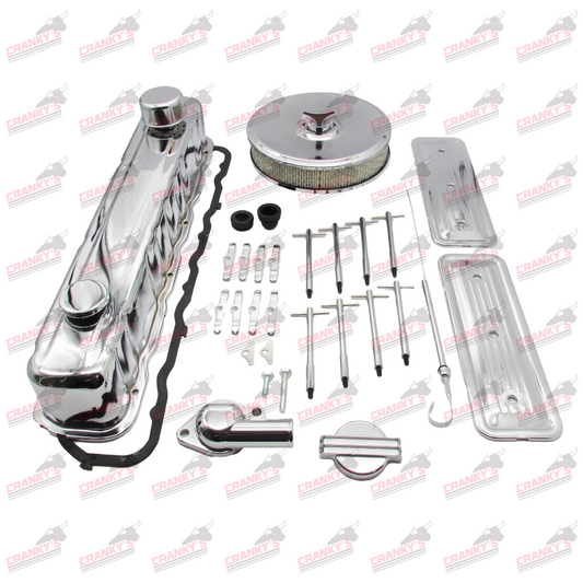 Holden 6 Cylinder Chrome DELUXE Kit 161 179 186 202 Valve Cover + Stromberg Air Cleaner + Breather + Water Neck + Dipstick + T-Bolts