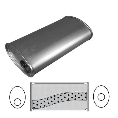 2" Performance Muffler Offset/Centre - 8" x 4" Oval, 16" Long, Aluminised Steel
