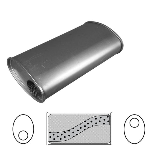 2-1/2" Performance Muffler Offset/Offset - 8" x 4" Oval, 14" Long, Aluminised Steel