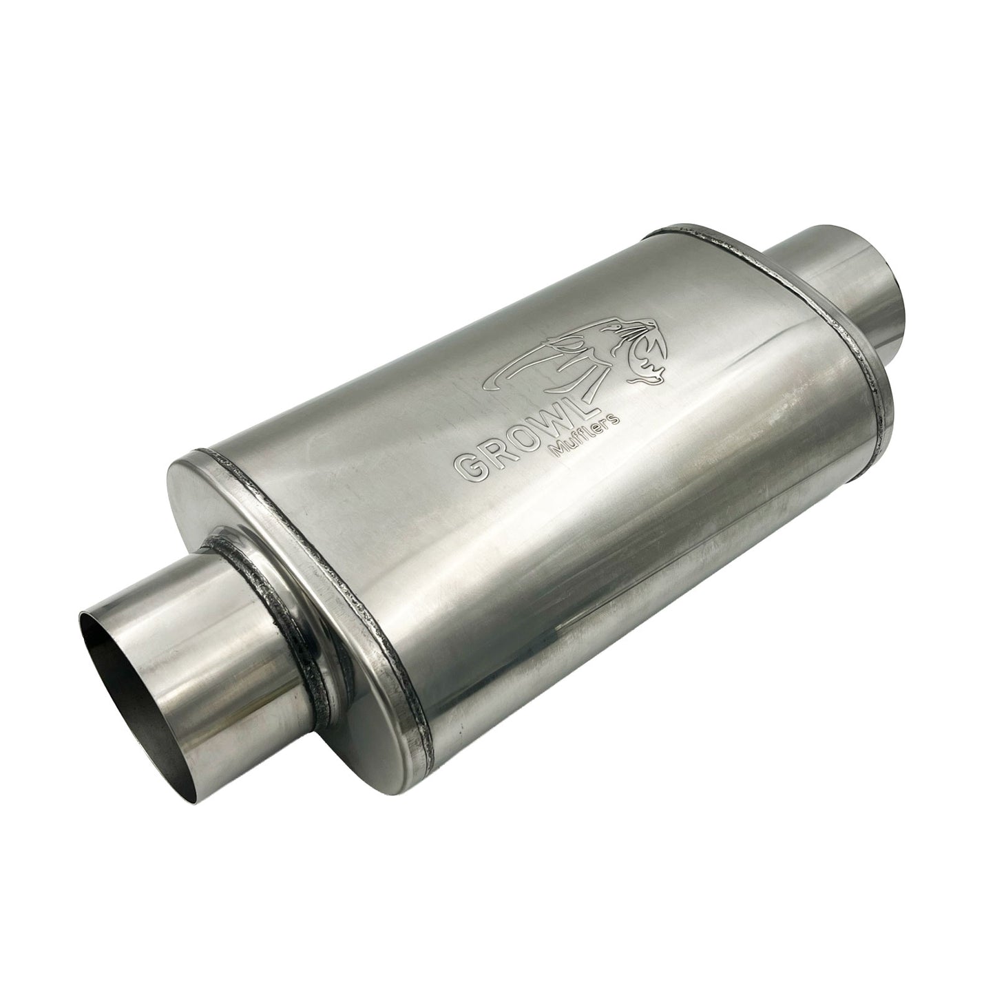 4" Competition Muffler 8x5x14 Oval Polished 409 Stainless Steel Centre Centre