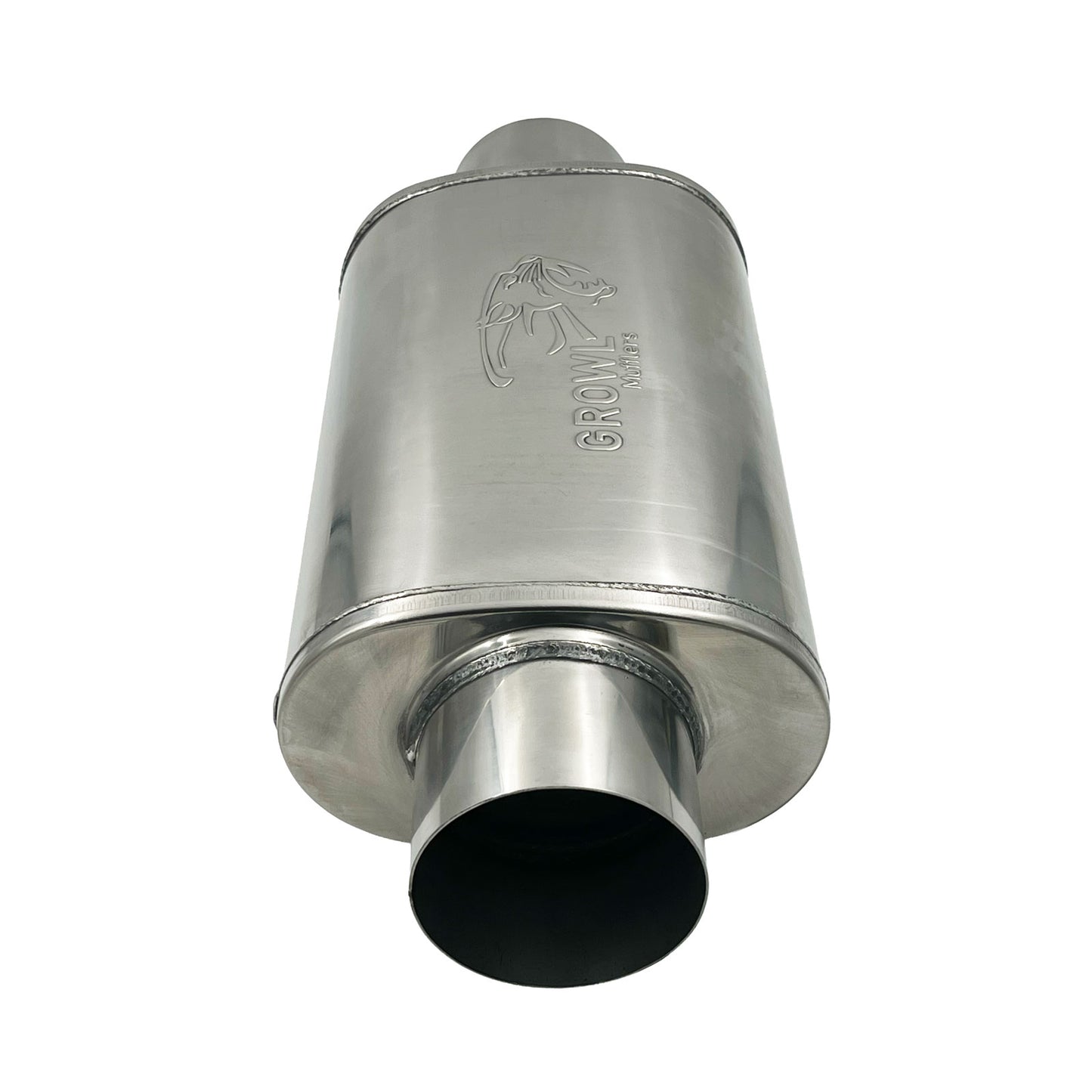 4" Competition Muffler 8x5x14 Oval Polished 409 Stainless Steel Centre Centre