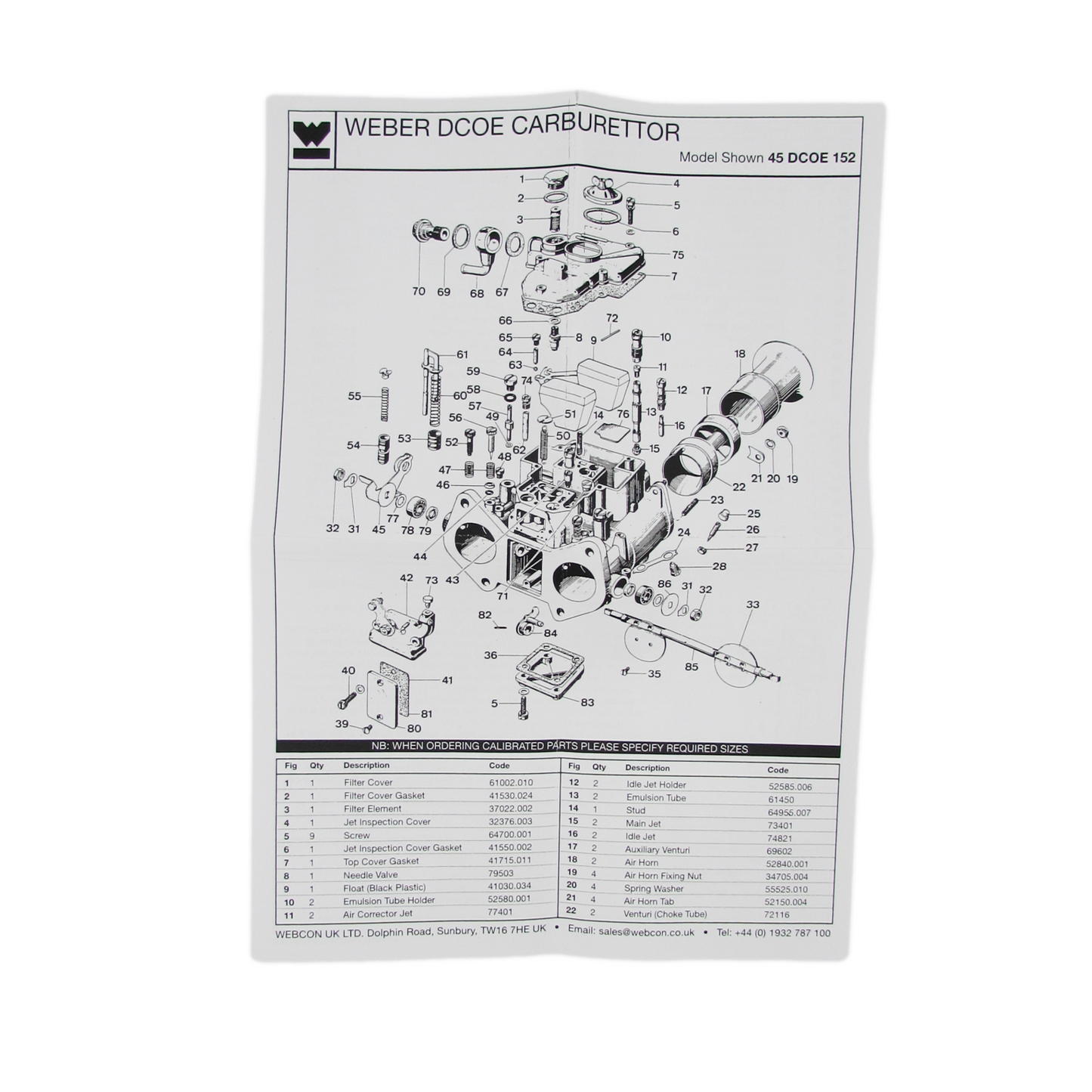 Rebuild Kit - Weber 40 45 DCOE