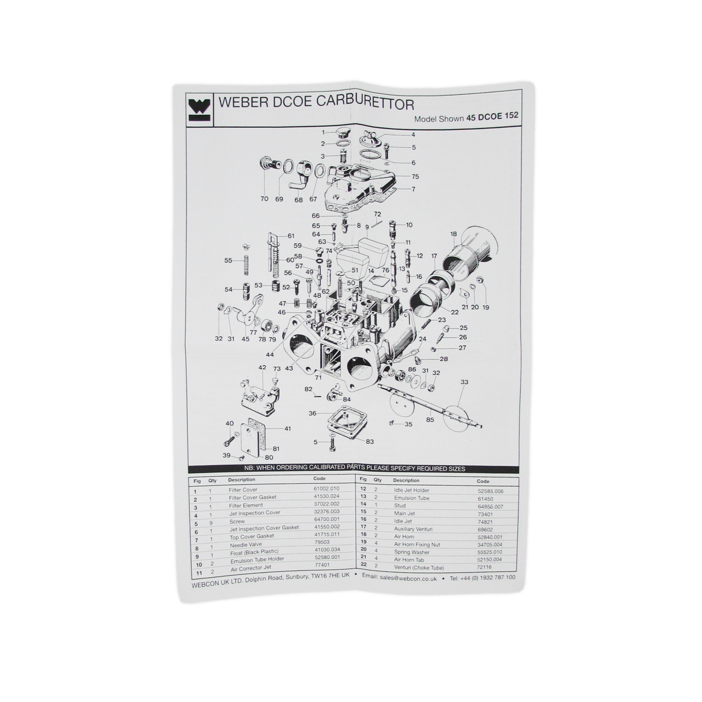 Rebuild Kit - Weber 45 DCOE