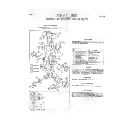Rebuild Kit  - Weber 2BBL 32/36 DGV DGAV