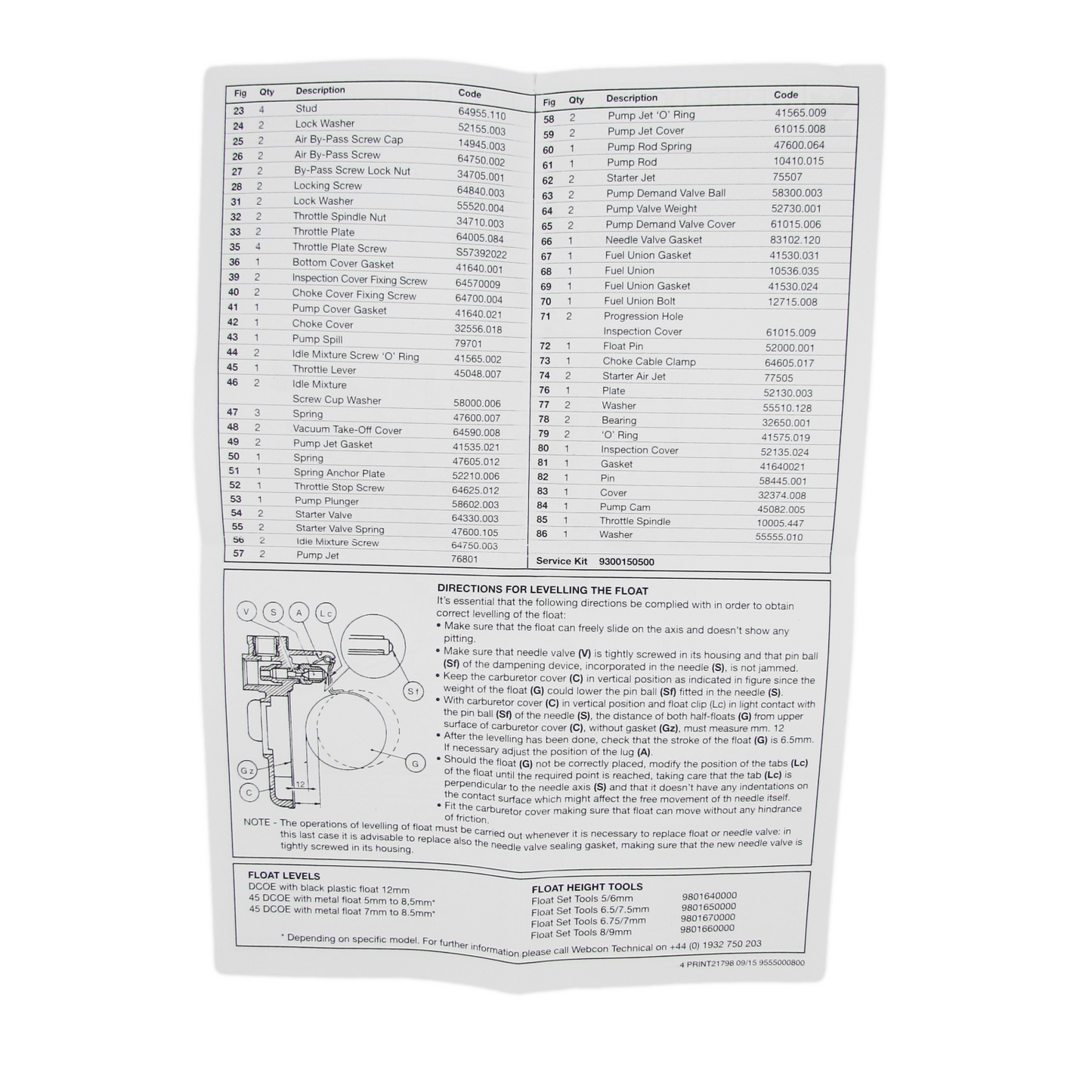 Rebuild Kit - Weber 34 ADM Ford Falcon XE XF