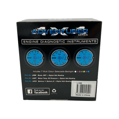 AUTOTECNICA LCD Digital 3-IN-1 Gauge EGT Pyrometer Boost Diesel Volts 52mm (2")