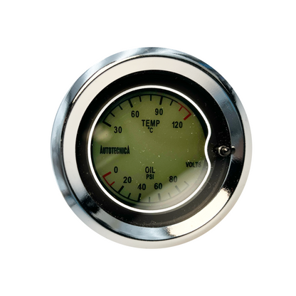 AUTOTECNICA LCD Digital 3-IN-1 Gauge Oil Pressure Water Temp & Volts 52mm (2")