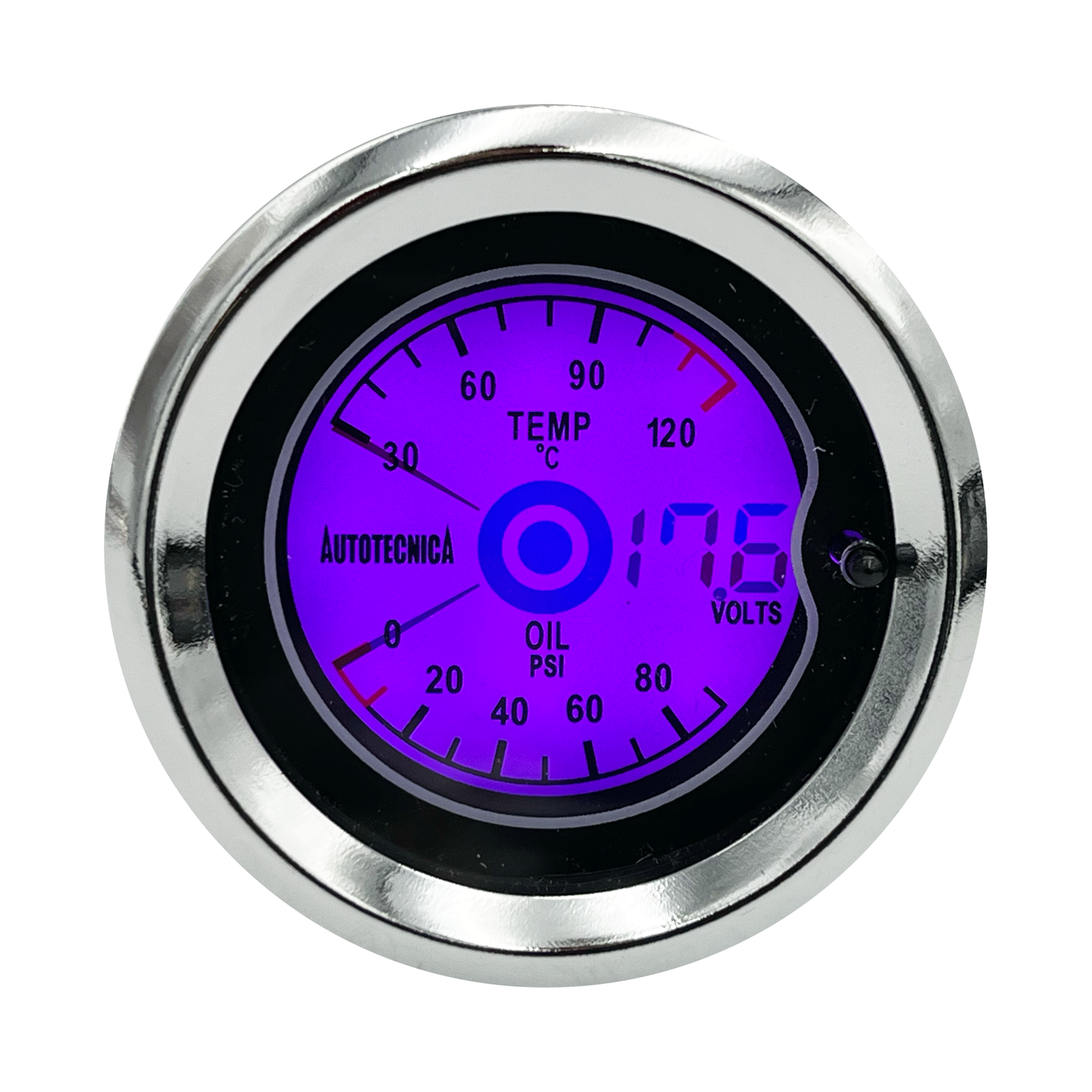 AUTOTECNICA LCD Digital 3-IN-1 Gauge Oil Pressure Water Temp & Volts 52mm (2")