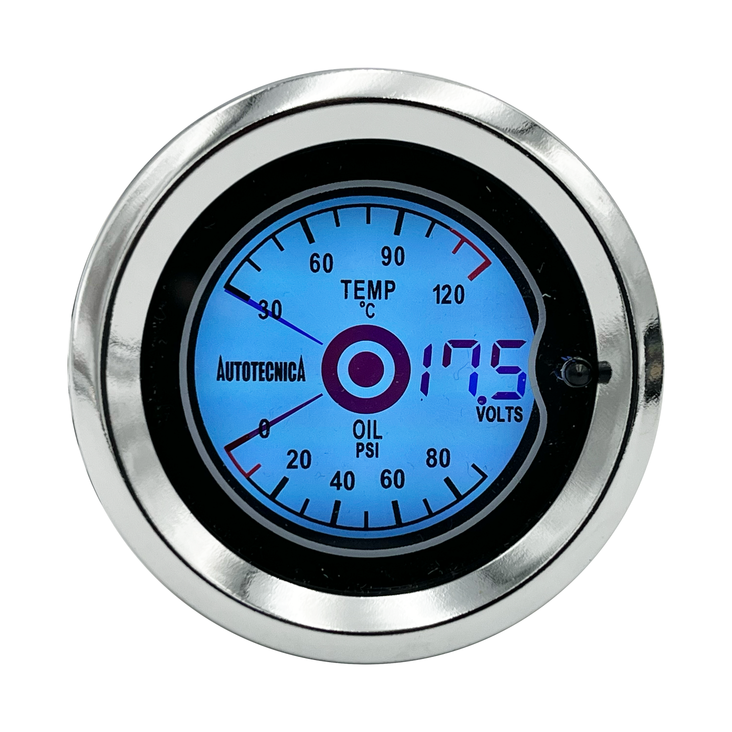 AUTOTECNICA LCD Digital 3-IN-1 Gauge Oil Pressure Water Temp & Volts 52mm (2")
