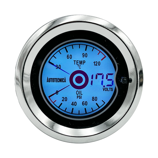 AUTOTECNICA LCD Digital 3-IN-1 Gauge Oil Pressure Water Temp & Volts 52mm (2")
