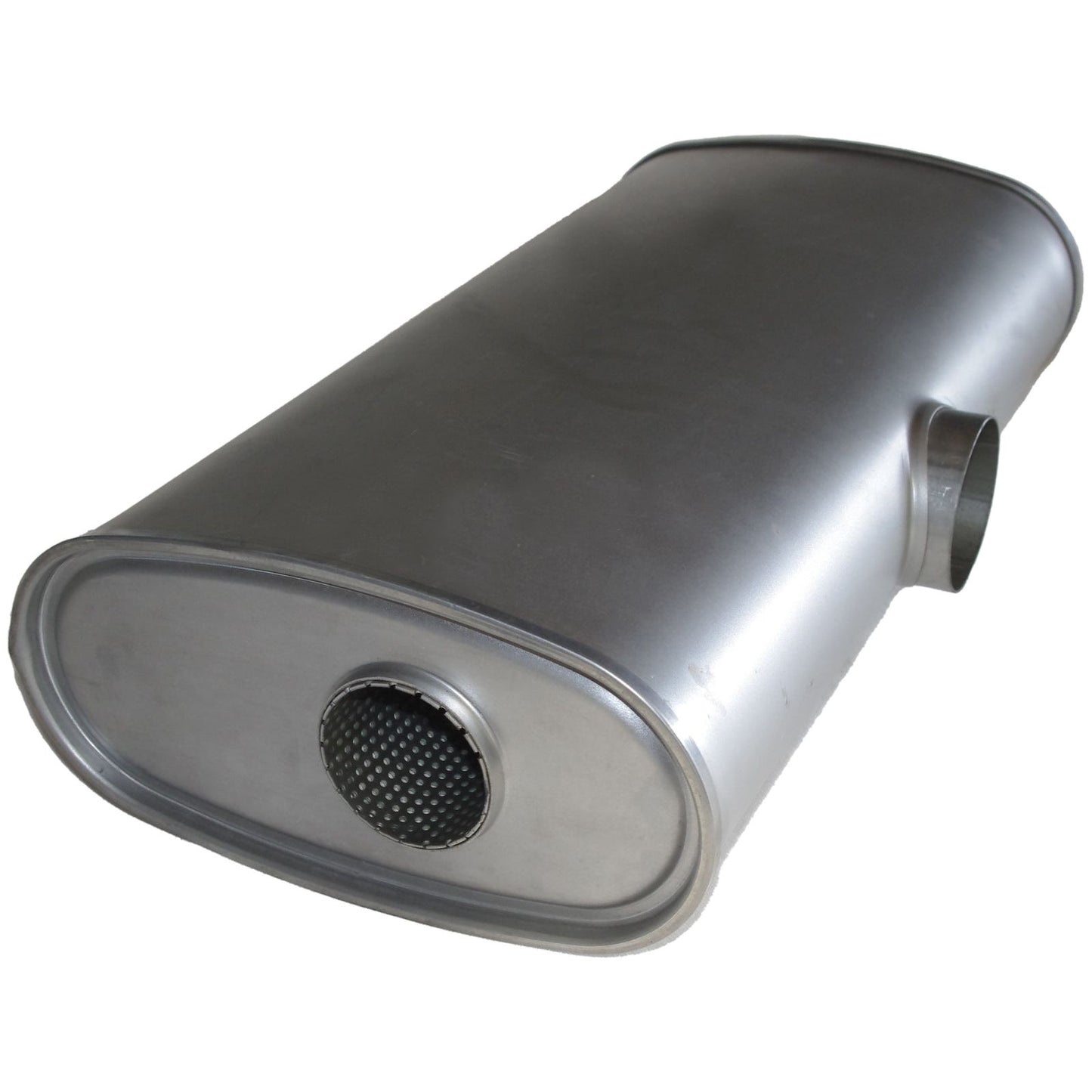 Oval Muffler  3" Inch ID 11" x 5 1/2" x 22" Centre Inlet, 2 x 2 1/2" East/West Outlet, Straight Through Glass Packed - No Spigots