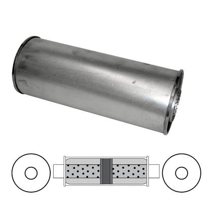 3" Chambered Muffler Centre/Centre - 6" Round, 14" Long, Aluminised Steel