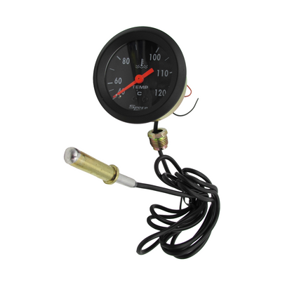 Speco Mechanical 2" Water Temperature Gauge & Sender 40°C to 120°C Black